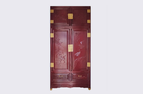 丰润高端中式家居装修深红色纯实木衣柜