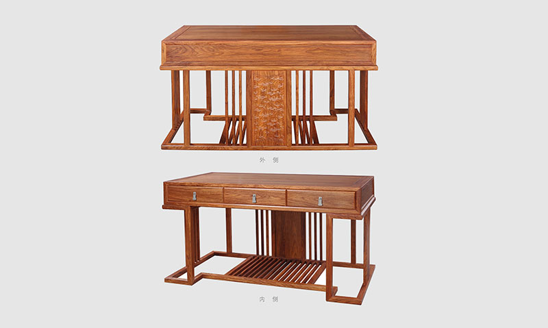 丰润 别墅中式家居书房装修实木书桌效果图