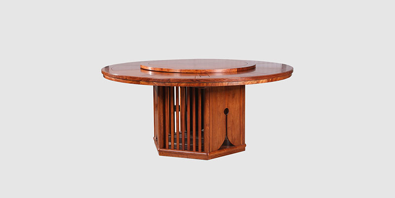 丰润中式餐厅装修天地圆台餐桌红木家具效果图